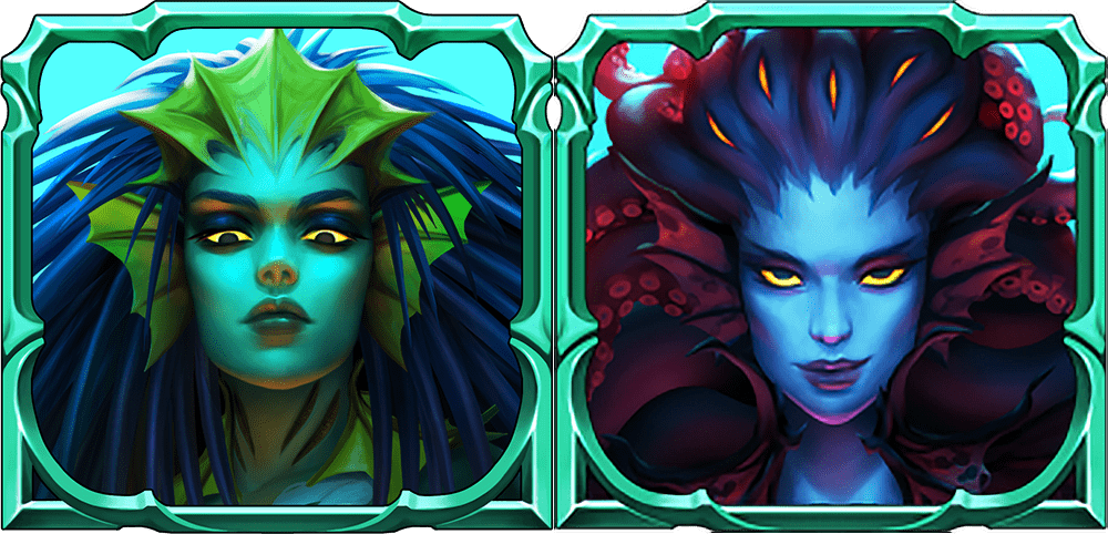 Two mystical, aquatic-themed female characters