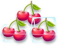Cherries encased in ice