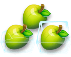 Green apples encased in ice cubes