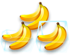 Bananas encased in ice cubes