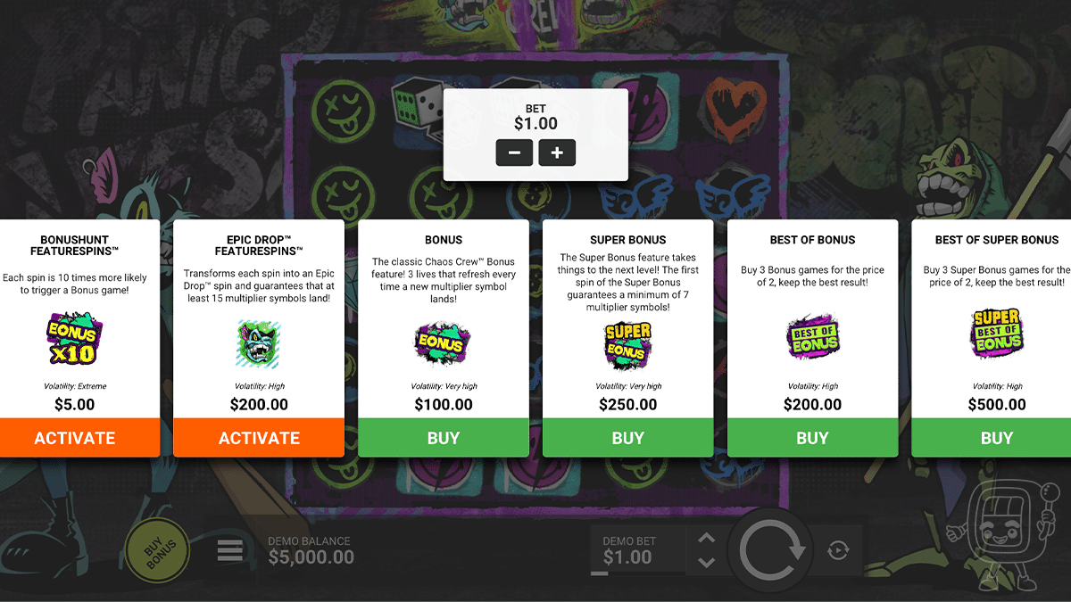 chaos crew 2 bonus buy options