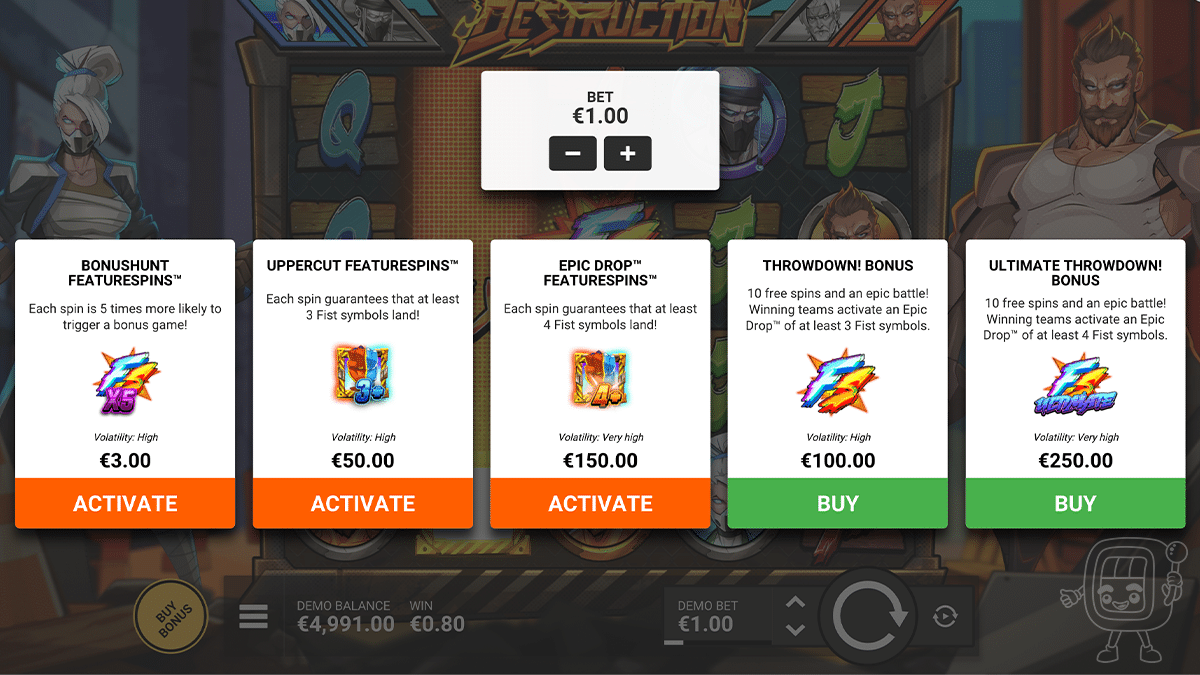 fist of destruction bonus buy options