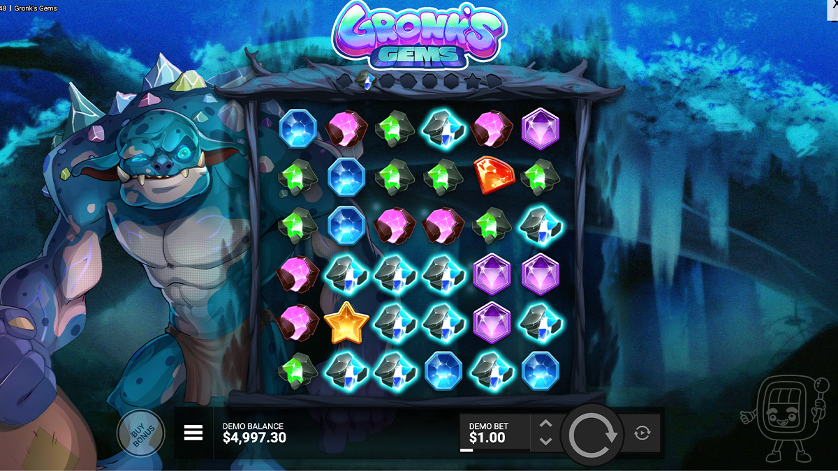 gronks gems slot base gameplay