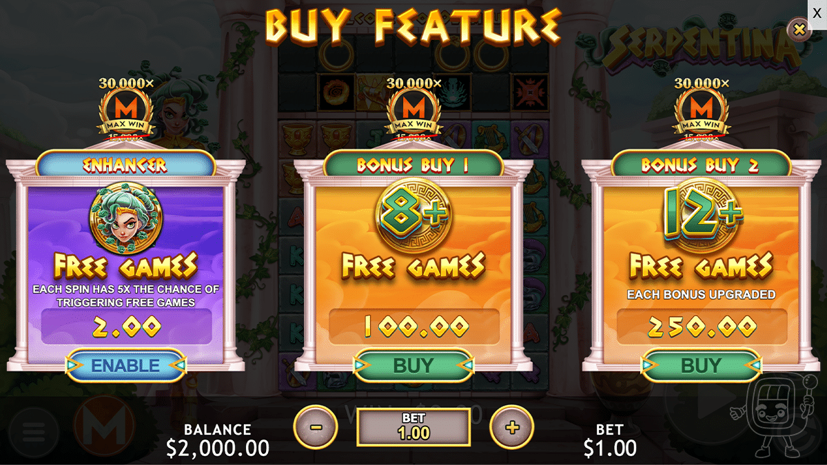 serpentina slot bonus buy options