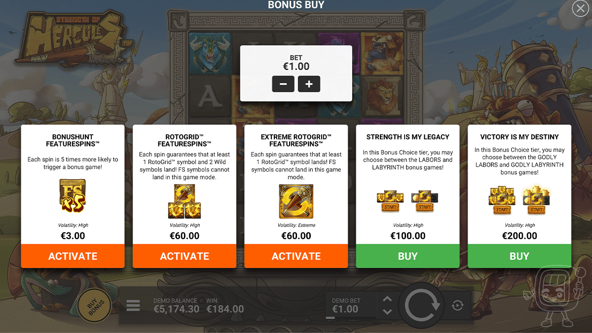 strength of hercules slot bonus buy options