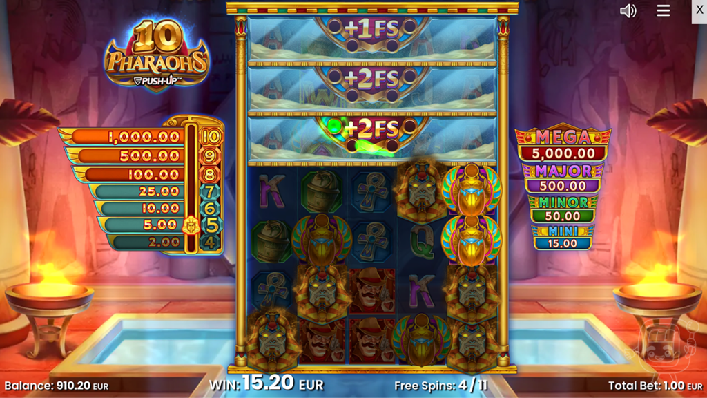 10 pharaohs slot game bonus feature free spins