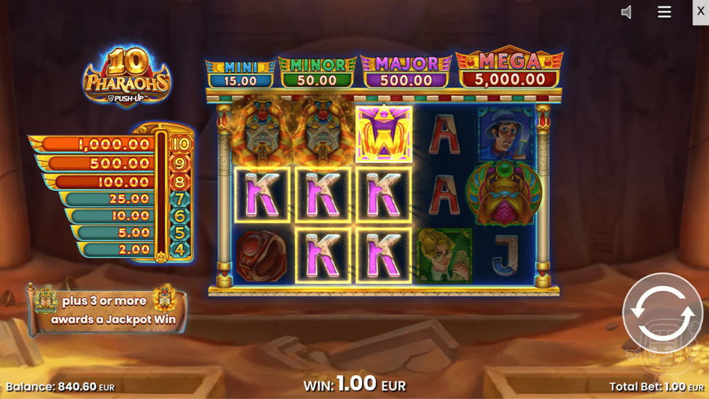 10 pharaohs slot gameplay base game