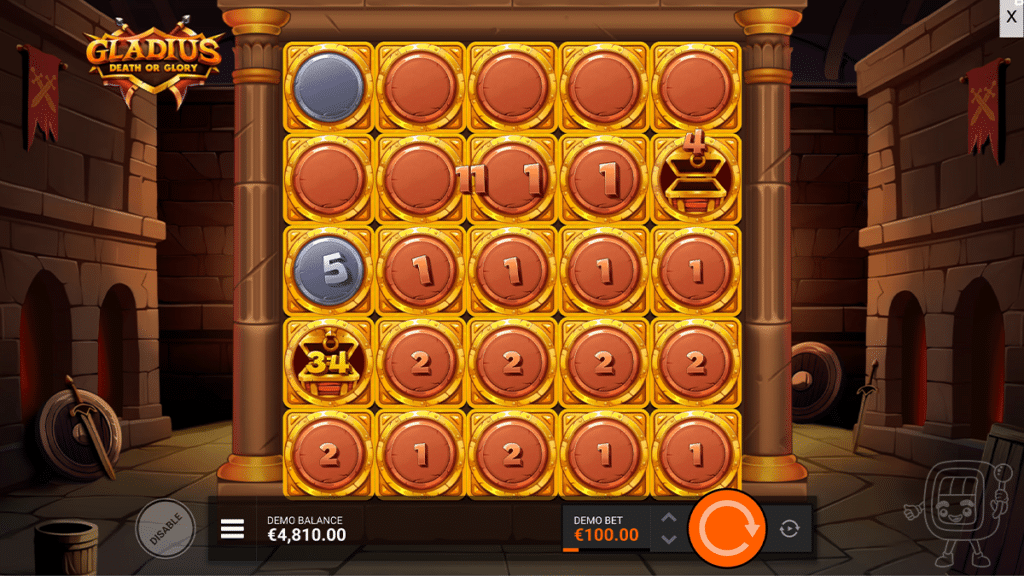gladius death or glory slot coins
