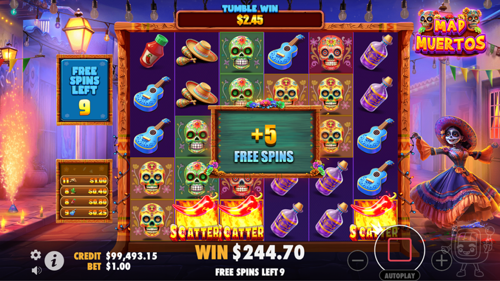 mad muertos free spins bonus retrigger