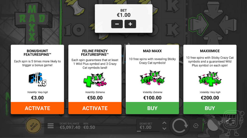 rad maxx slot bonus buy options