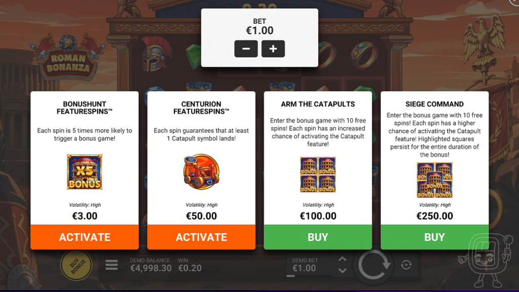 roman bonanza slot backseat gaming betting options