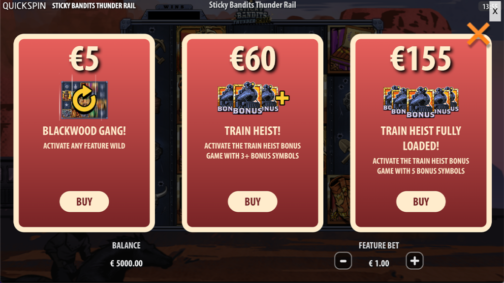 sticky bandits thunder rail slot bonus buy options