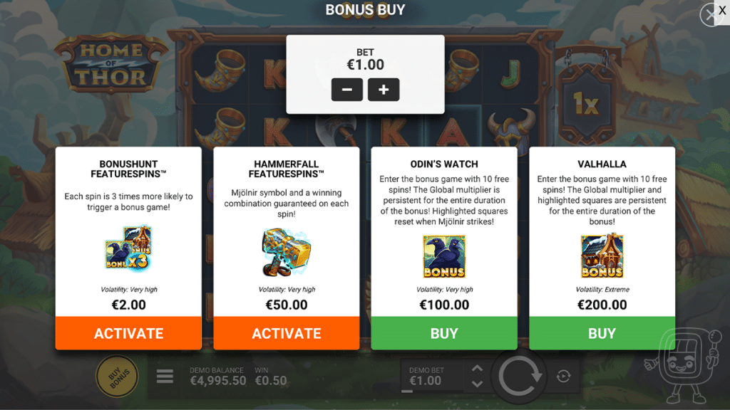 home of thor slot bonus buy options