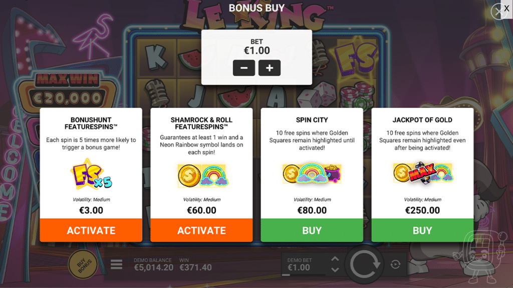 le king slot hacksaw gaming bonus buy options