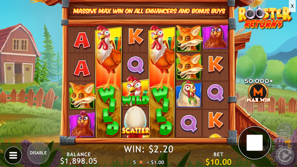 rooster returns slot massive studios wild symbols