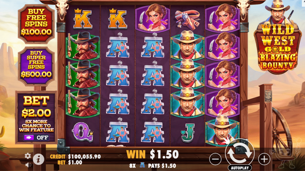 wild west gold blazing bounty slot base game