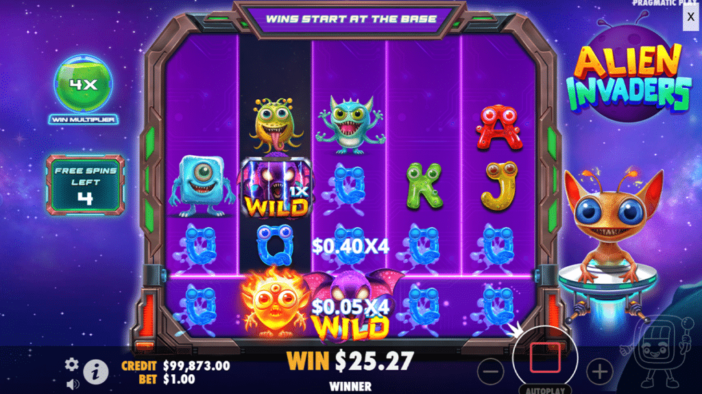 alien invaders free spins bonus