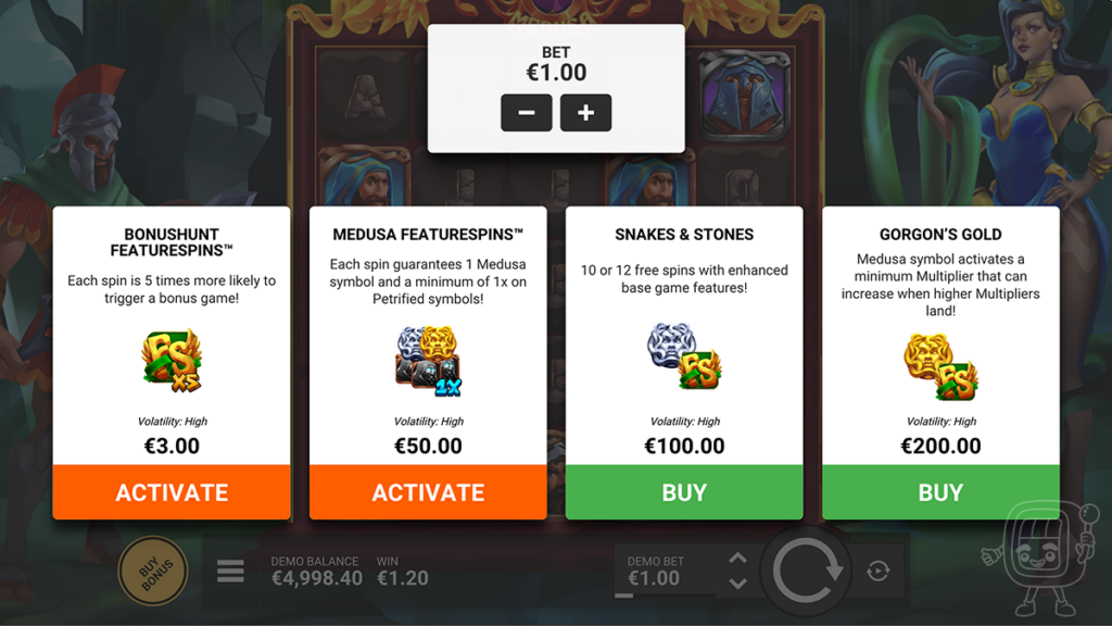 eye of medusa slot bonus buy options